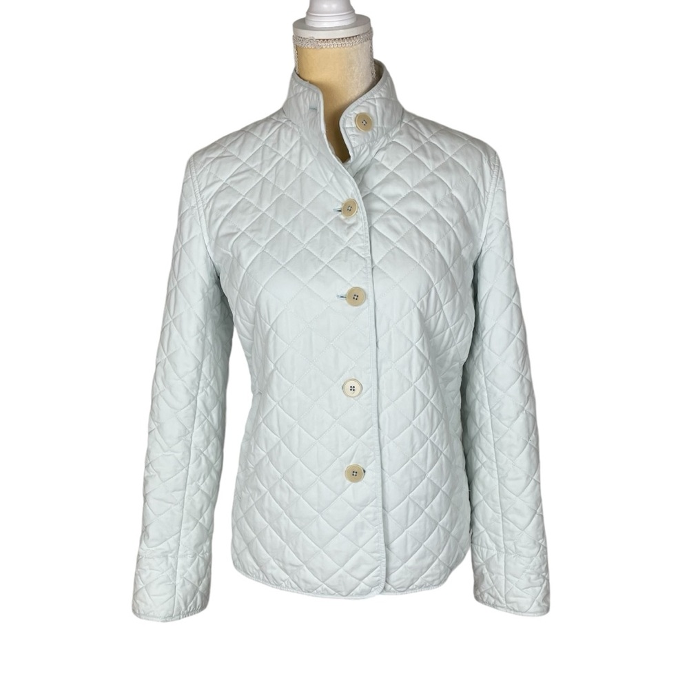 Ralph Lauren Black Label White Icy Blue Quilted Fleece Lined Insulated Jacket 4